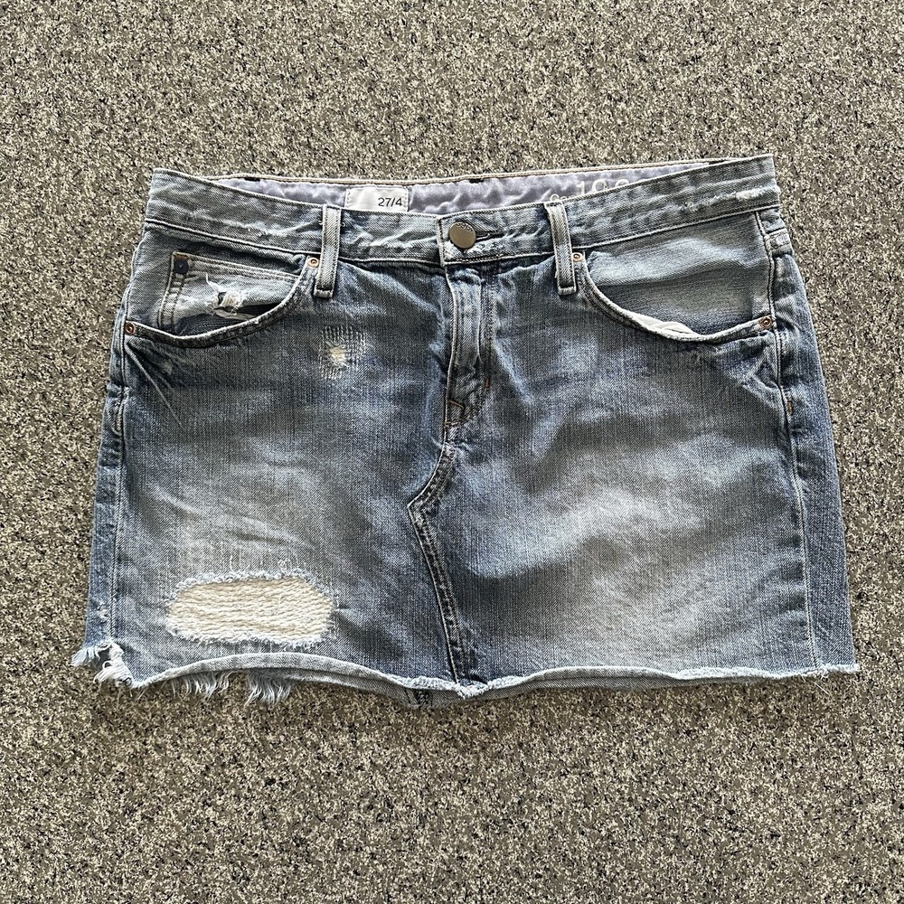 Gap 1969 Denim Jean Skirt‎ Women's 4 / 27 Light Wash Cotton Distress